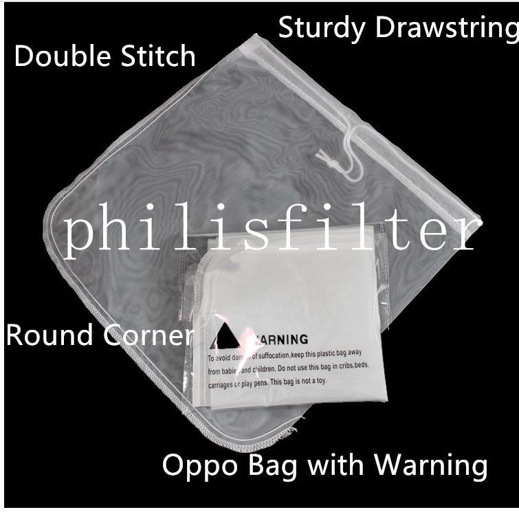 FDA Approval Polyester/Nylon Mesh Fruit Juice/Tea/Coffee Filter Bags