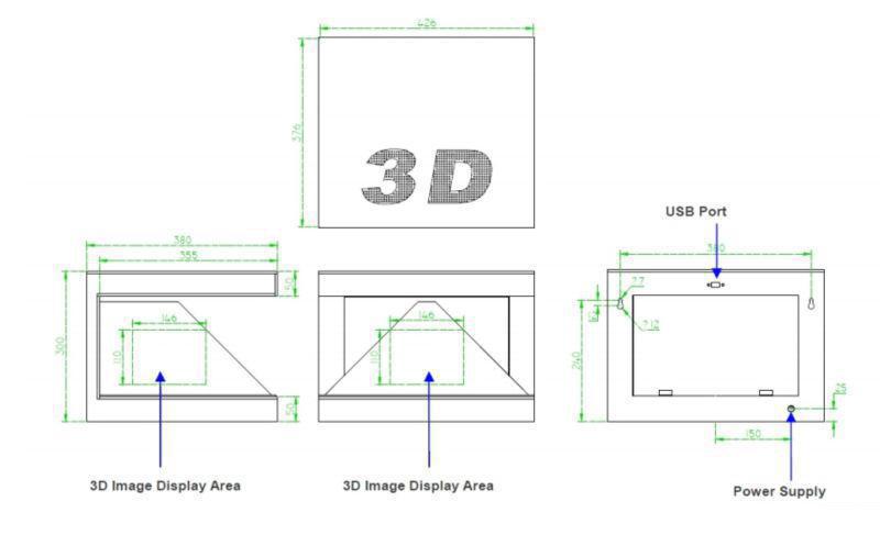 4 sides Holographic 3D display /holographic displaying system for jewelry/watch display
