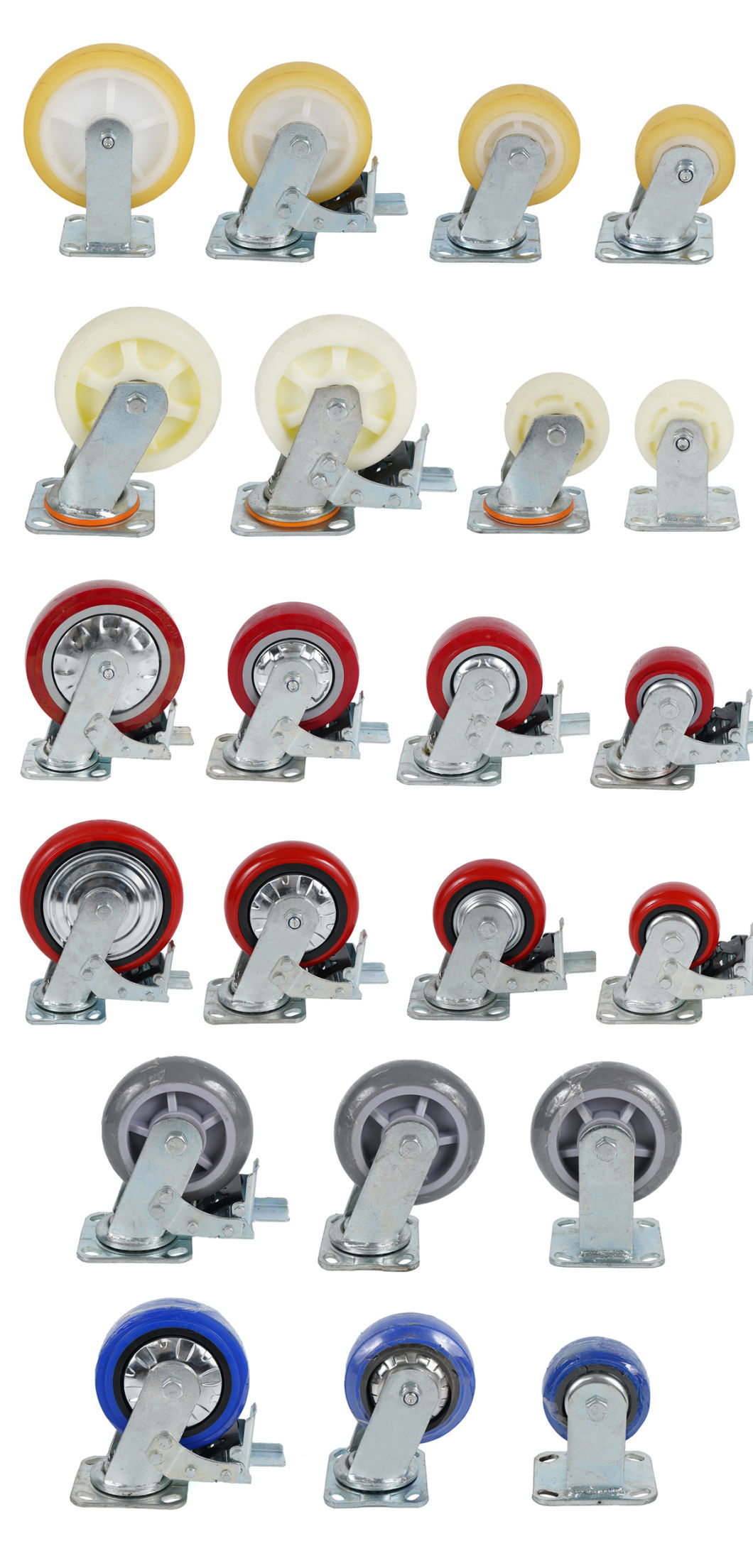 4inch 5inch 6inch 8inch Heavy Duty Industry White Rubber Iron Casters Wheels