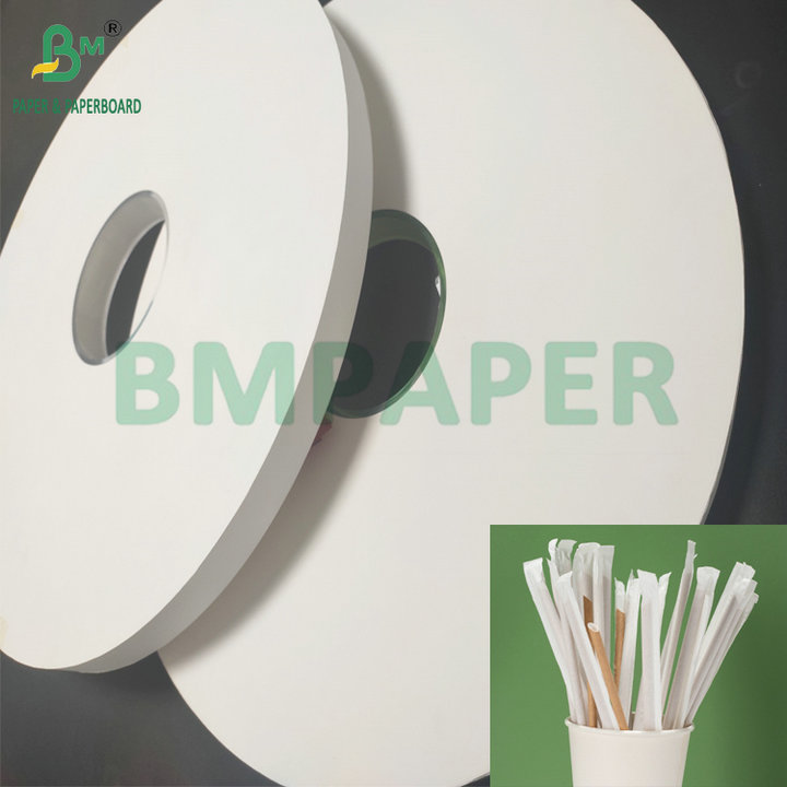 Smooth High Strength 24gsm 28gsm White Kratf Paper For Straw Wrapping