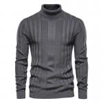 Streetwear Clothing Manufacturers Men's Turtleneck Sweater Casual Knit Basic Shirt Pure Color Pullover
