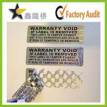 China Tamper evident holographic label / Security Hologram VOID sticker on sale 