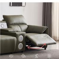 First Layer Cowhide Three-Seat Functional Dark Green Sofa Living Room Leather Art Furniture Electric Sofa
