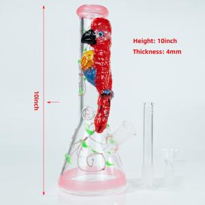 Hand Drawing 3d painting 10inch 4mm thick Hookah Glass bongs Smoking Pipes Water Pipe