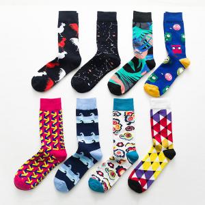 Fashion Trend Non Slip Calf Socks Street Hip Hop Skateboard Cartoon Casual Mid Calf Socks Men Crew Sports Socks