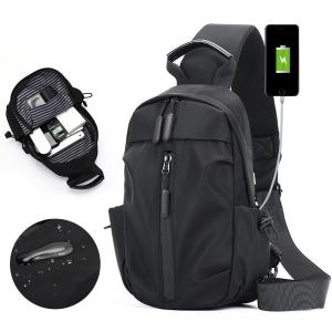 Backpack Usb Diagonal Bag, Nylon Waterproof Shoulder Bag, Chest Bag for Men Women Business Bag Outdoor Travel Bags