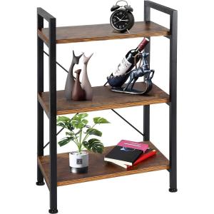 Bookshelf 3-Tier Wood and Metal Shelves Industrial Bookcase Display Office Storage Rack Multifunctional Furniture