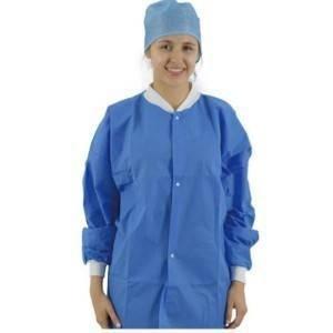 Snap Closure Disposable Protective Clothing Non Woven Lab Coat