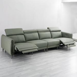 New Three-Seat Leather Sofa Villa Living Room Large-Sized Italian Minimalist Style Functional Sofa Combination