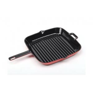 China Enameled Cast Iron Grill Pan With Press supplier