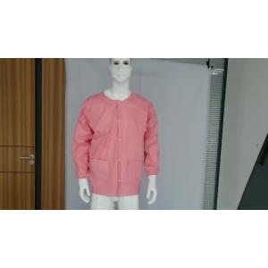 China S&J Pink Lab Jacket Fluid Resistant Lab Coat With Cuffed Sleeves Oil Resistant supplier