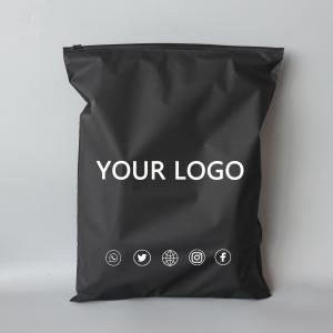 Custom Printed Frosted Shipping Bag Matte Black Zip Lock Poly Zipper Bags For Clothing