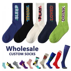 China Bulk wholesale kids  cotton branded sports fuzzy novelty designer happy socks wholesale funky  custom soccer grip sock supplier