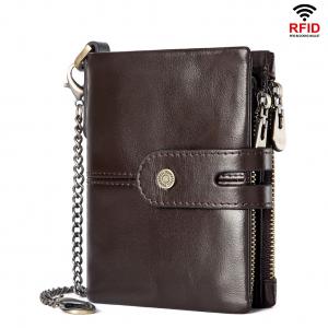 Wallet Rfid Anti-theft Brush Zipper Buckle Multi-card First Layer Cowhide Leather Men's Wallet
