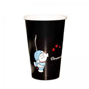 Black cartoon characters coffee paper cup with lids for customer design