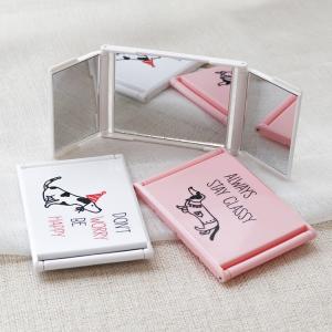 Handheld Glowing Makeup Mirror Mini Beauty Foldable Mirror Plastic Triple-Side Pocket Mirror