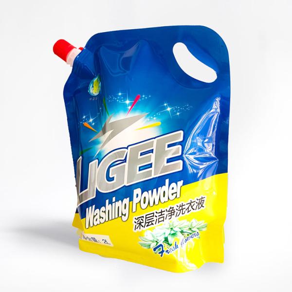 Customised Liquid Packaging Stand Up Pouch With Spout For Soap Dishwashing