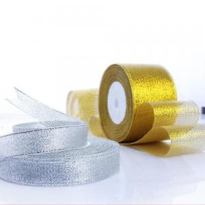 Wholesale High Quality 3/4" Gold And Silver Ribbon Glitter Grosgrain Ribbon Hair Bows