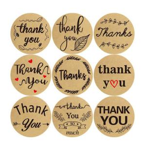 Custom printing round roll shipping packaging kraft paper labels thank you stickers