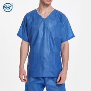 SMS Short Sleeve Hospital Scrub Suit 60gsm Disposable Scrub Suits For Sale
