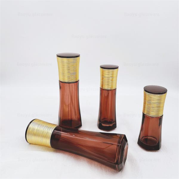 Custom Amber Serum Glass Airless Pump Bottle With Abs Pump