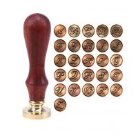 China Retro 26 Letter A - Z Wax Seal Stamp Alphabet Letter Wax Stamp With Rosewood Handle on sale