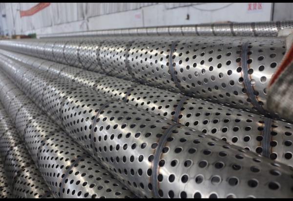 Welded Seam Perforated Stainless Tube , Round Hole Perforated Filter Tube