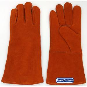 China 14 inch Split Leather Safety Welding Gloves Orange color supplier