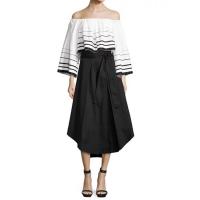 China Pleated asymmetric hem high waisted long skirts on sale