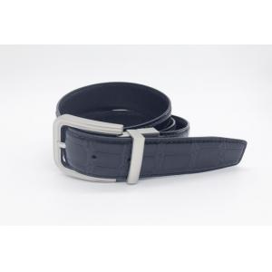 China Black Crocodile Grain Mens Reversible Belt Lightweight Silver Buckle Color supplier