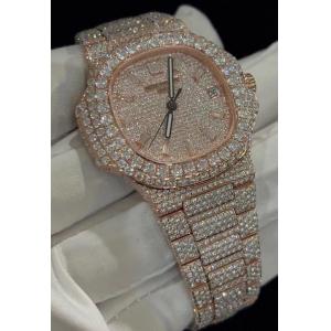 China Steel Body Full Iced Out Moissanite Diamond Watch Wrist Watch Handmade supplier
