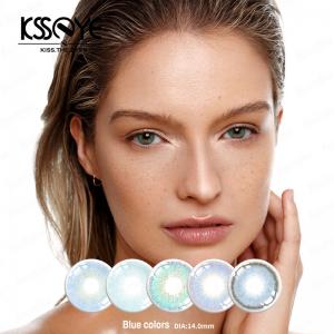 China Yearly Natural Colored Diamond Sugar Blue Circle Lenses 14mm 2 Tone supplier