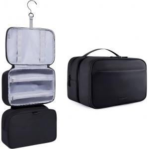 Water Resistant Bathroom Toiletries Organizer PU Leather Cosmetic Bags For Men Women