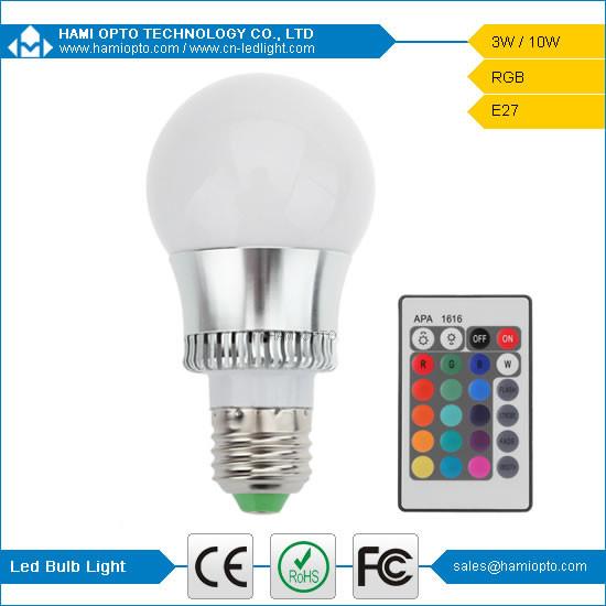 RGB LED Bulb light 16 Colors changing 3W IR remote E27 RGB LED bulb light AC85