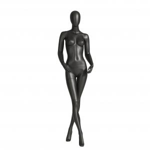 China Painted Black Full Body Mannequin , Matte Cross Legged Female Fiberglass Mannequin supplier