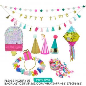 Party Time Birthday Party Accessories Paper Hat Glasses Decorations Set Birthday Party Event Supplies