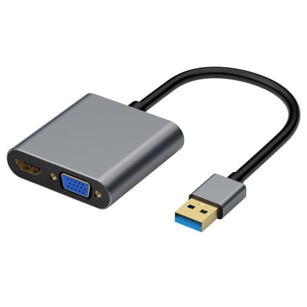 USB 3.0 Graphics HUB Adapter USB 2 In 1 HDMI VGA 1080p Video Resolution