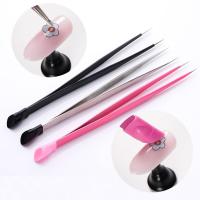 China 2 Heads Nail Care Tools Light Weight Tweezers With Silicone Pressing Head on sale