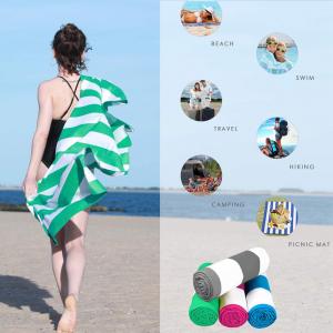 Custom Printed Large Over Sized Jacquard Logo Quick-dry Soft Lightweight Sand Free Beach Towel Microfiber
