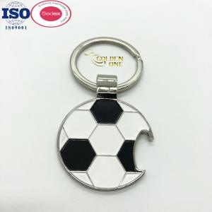 Wholesale Hard Enamel Car Key Fob Basketball Ball Soccer Football Logo Keychains Metal Teams Football Keychain Bottle Opener