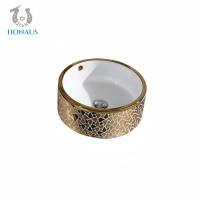 China Golden Bathroom Countertop Basin Electroplating Surface Middle East Luxury on sale