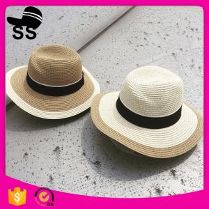 La fábrica directa barata Panamá de las mujeres del ajuste los 56-58cm modificó los sombreros 100% de paja para requisitos particulares del verano del visera del poliéster en venta