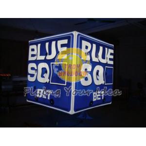 Blue Inflatable Advertising Lighting Cube Balloon with 1 pcs energy saving bulb for Parade