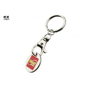 China Iron Material Shopping Coin Holder Keychain , Engraved Metal Keychains With Dog Clip supplier