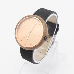 China Round Leather Strap Watches Womens Water Resistant Quartz Wood Face supplier