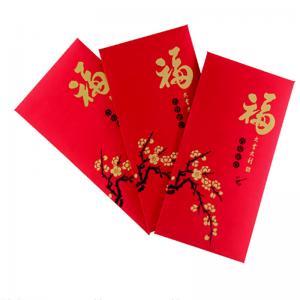 150gsm New Year Ang Bao Red Envelope Red Card Hot Stamping For Chinese