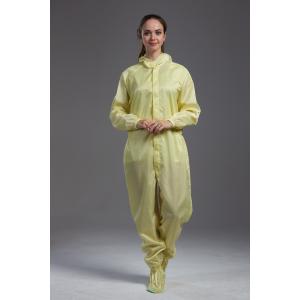 Anti static autoclavable ESD yellow hooded coverall garment with shoes cover for class 100 workshop