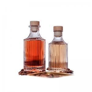 China 250ml Vertical Striped Glass Bottle With Wooden Cork Caps supplier