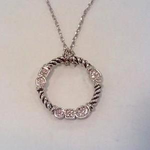 (N-85) Women's Fashion Jewelry Silver Plated Pave Rhinestone Charm Necklace 18 inches