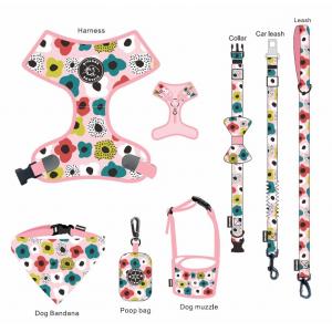 Custom Logo Collar Leash Harness Set Polyester Dog Harness Leash